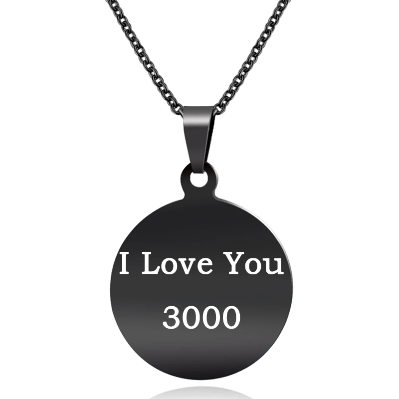 ABAICER Marvel I Love You 3000 Подвеска из нержавеющей стали ожерелья гравировка имени любовь