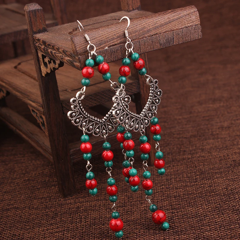 Серьги Подвески ручной работы с бусинами в богемном стиле новые оригинальные