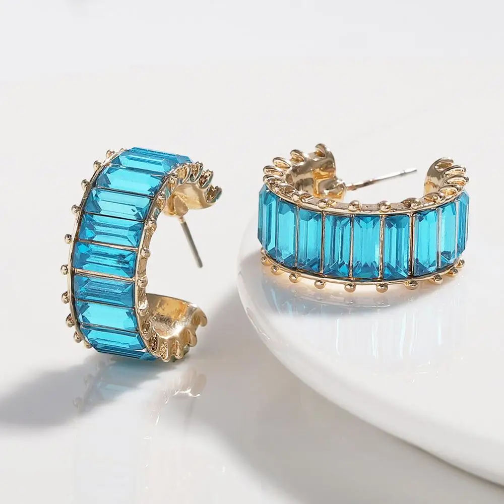 Boho стеклянные хрустальные розовые маленькие серьги кольца для женщин круглые