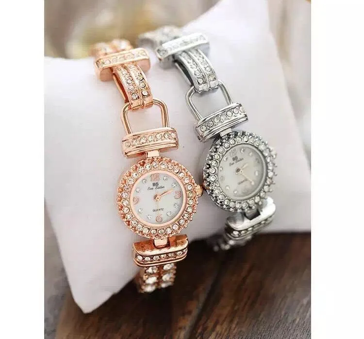 Лидер продаж bs марка розовое золото полный кристалл группа Для женщин наручные