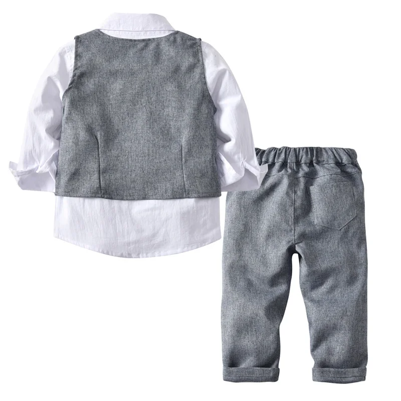 Toddler boy clothes gentleman suit kids wear Long Sleeve white shirt+Pant+Vest 3pcs/set children clothing set baby dress |