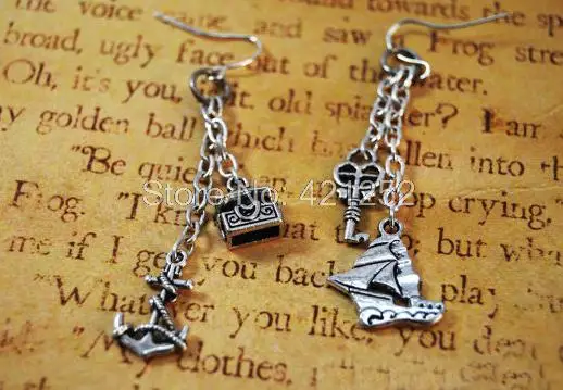 10 пар пиратские Ювелирные серьги/сокровищ ключ якорь шармы корабля Пираты