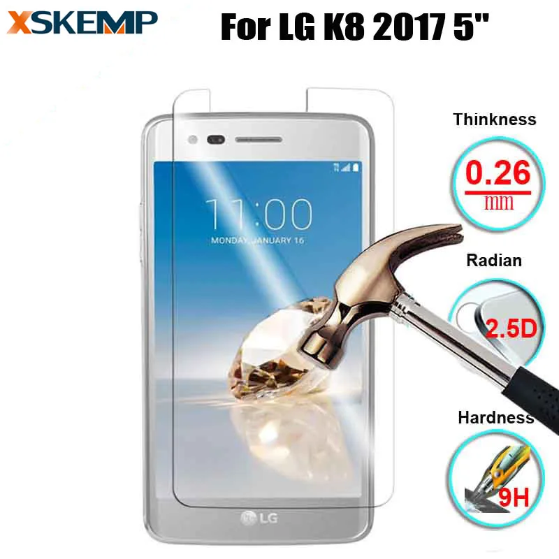 Для LG K8 2017 5 &quot2.5D 0 26 мм закаленное стекло премиум-класса Взрывозащищенная