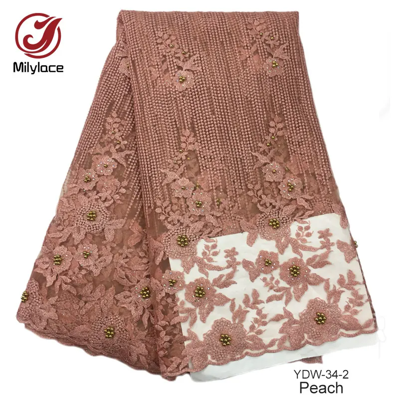 Зеленая кружевная ткань 5 ярдов в партии французский тюль с бусинами очень