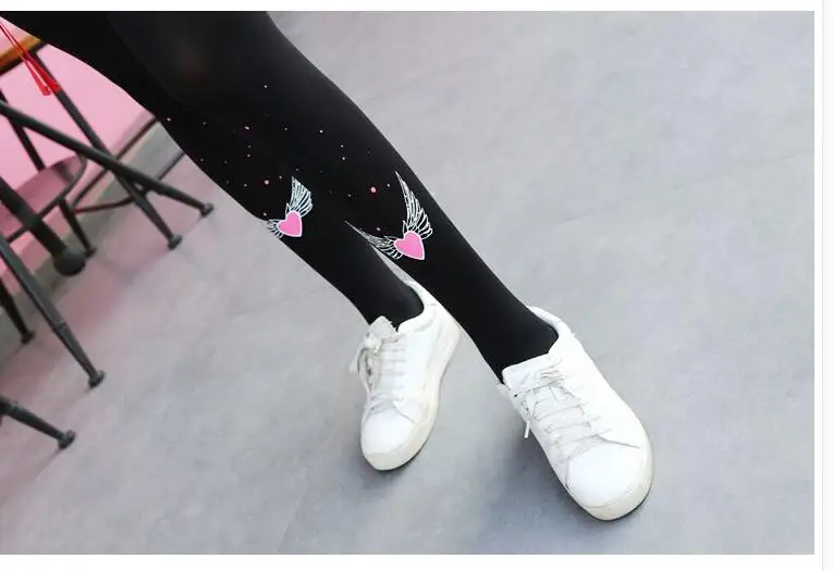 2020 Girl Pantyhose Angel Wing Printed Pantyhose