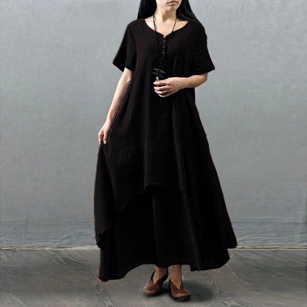 Платье женское длинное хлопковое на пуговицах свободное повседневное