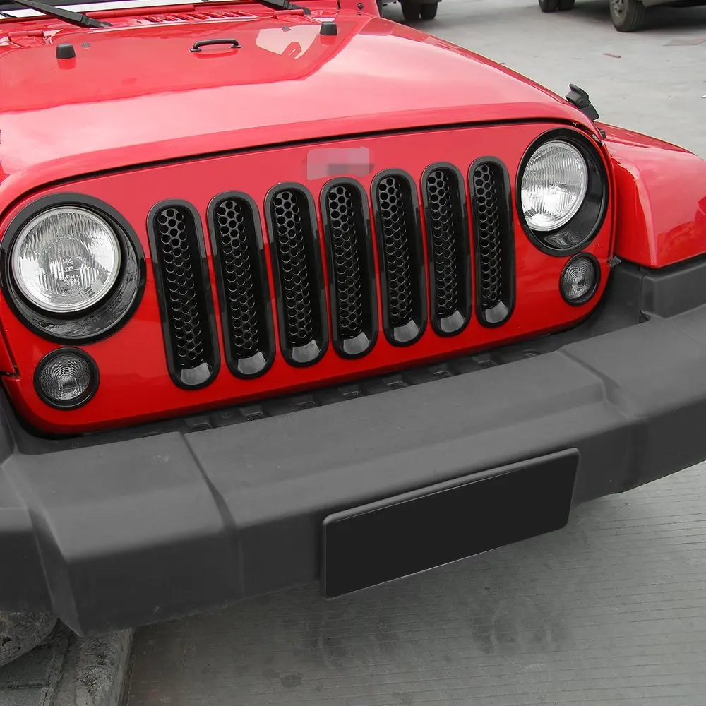 Marloo Черная передняя решетка для решетки радиатора комплект Jeep Wrangler JK Rubicon Sahara
