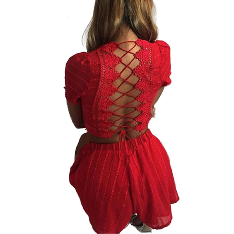 Открытые женские комплекты с открытой спиной Комбинезоны и укороченный топ из