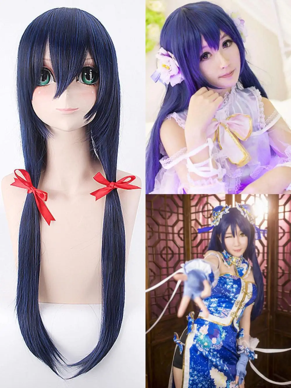 LoveLive! UMI Сонода Косплэй парик для Для женщин длинные прямые синие термостойкие