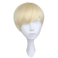 qqxcaiw short straight cosplay men boy party blonde 30 cm synthetic hair wigs