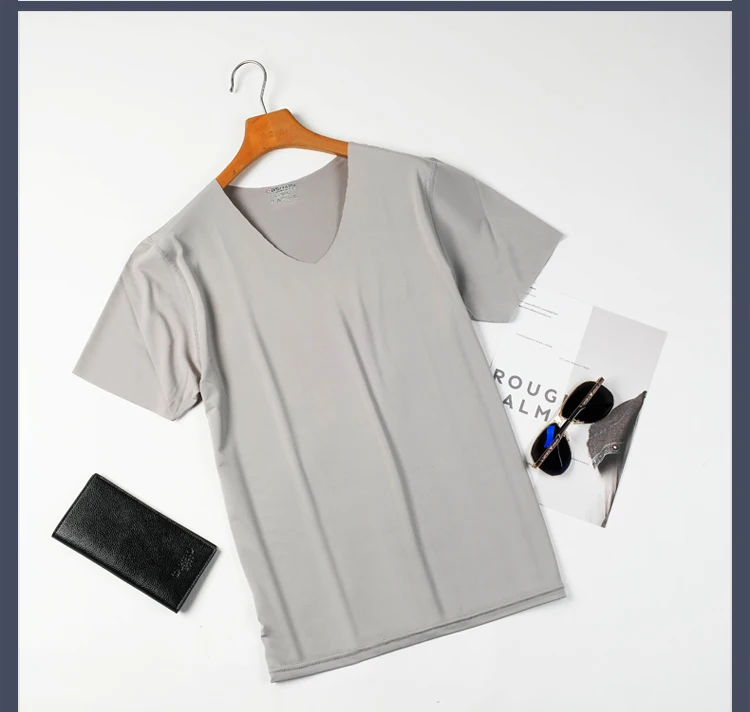 2018 Summer Men's Ice Modal Seamless T-shirt Casual Slim Fashion Brand Short-sleeved Breathable O-neck | Мужская одежда