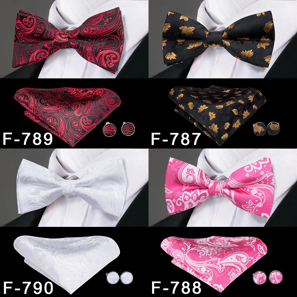 Hi-Tie, роскошные золотые шелковые галстуки-бабочки для мужчин, модные мужские желтые галстуки-бабочки, носовой платок, запонки, набор, галстук-бабочка для мужчин, Свадебный F-771