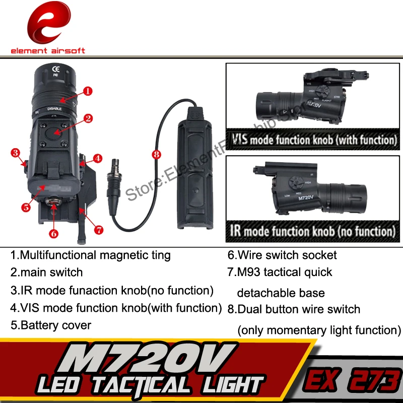 Element Airsoft M720V охотничий фонарик с усиленным креплением под давлением