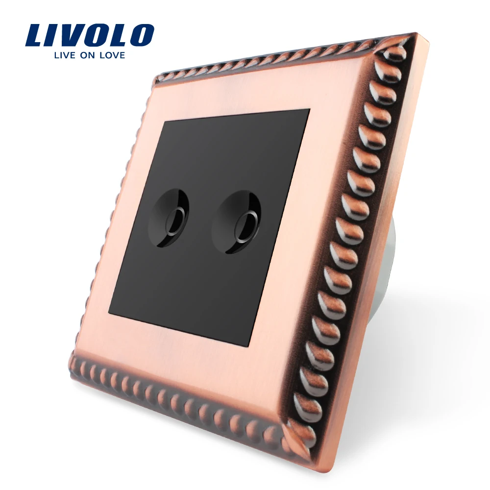Livolo ЕС Стандартный настенный выключатель AC 220 ~ 250 В VL C702 41 Медь Панель 2 банды 1 Путь