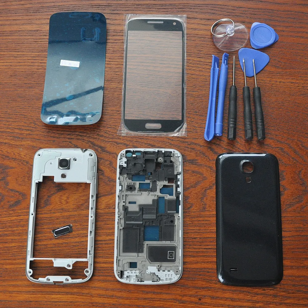 

Запасные части для полного покрытия корпуса, оригинальный клей для внешнего стекла, инструменты, кнопка возврата для Samsung Galaxy S4 SIV Mini i9190 i9195