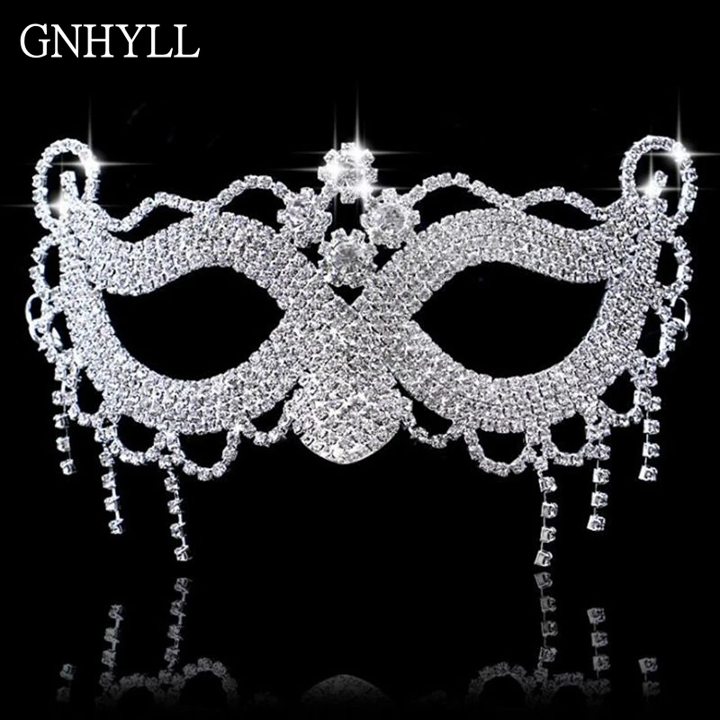 **Luxury Elegant Diamond Rhinestone Mask Sexy Hallowmas Venetian Bauta Half Face Party Dance Masquerade Cosplay Decor | Дом и сад