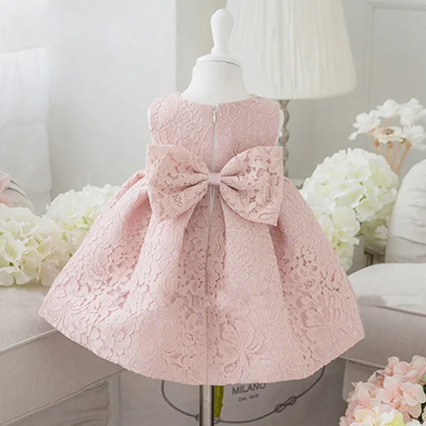 Glitz Pearl Bow Girl Summer Dresses for Wedding Pink/White Flower Dress Party Princess Baby Birthday 1-12Y | Детская одежда и