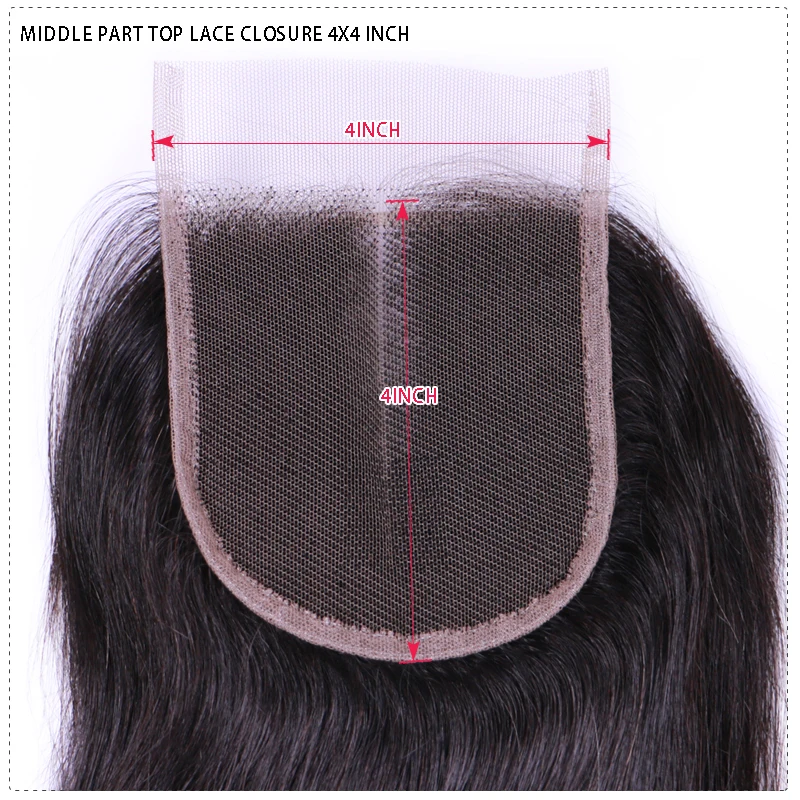 Фото Queen Hair Official Store HD Lace Brazilian Virgin Hair Closure 4x4 Middle Part Straight Natural Color 1B HD Swiss Lace Closure №5
