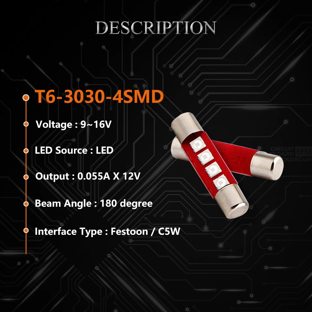 4 шт. Festoon C5W T6 28 мм 31 3022 6615F 6614 купол крыша карта перчаточный ящик светильники