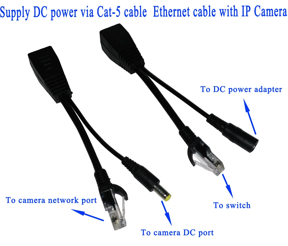 POE кабель Адаптерный кабель Разветвитель Инжектор Модуль питания 12-48 В POwer over Ethernet для IP-камеры Переключатель включен. - Фото №1