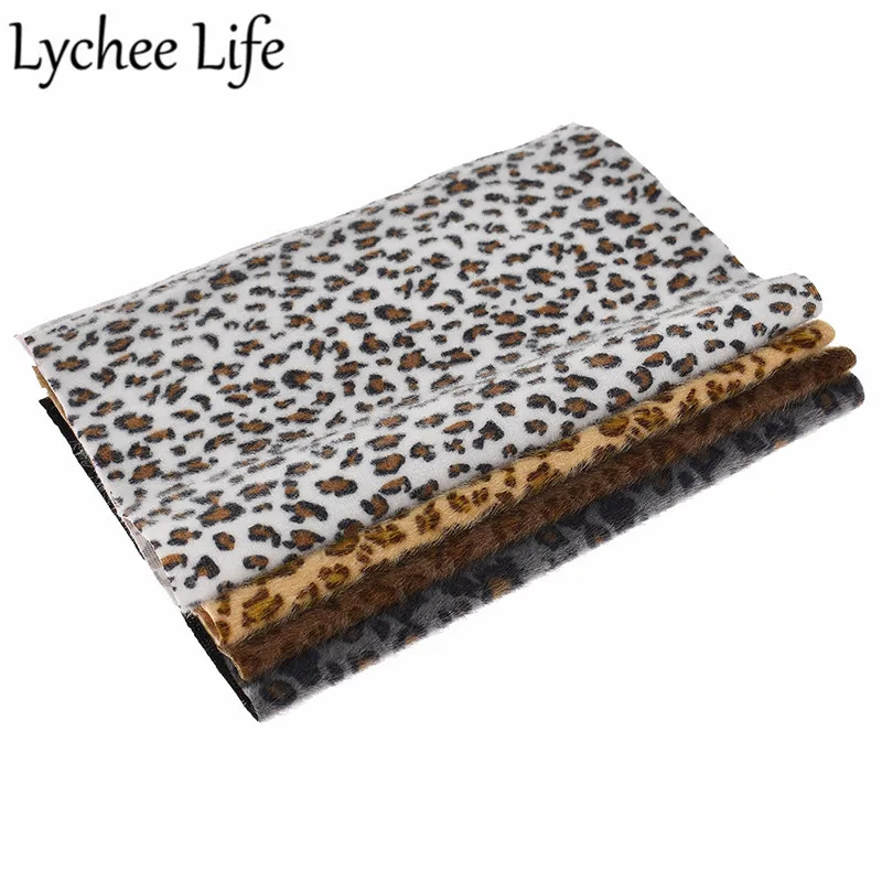 Бархатная ткань Lychee Life A4 с леопардовым принтом цветная 29x21 см сделай сам для