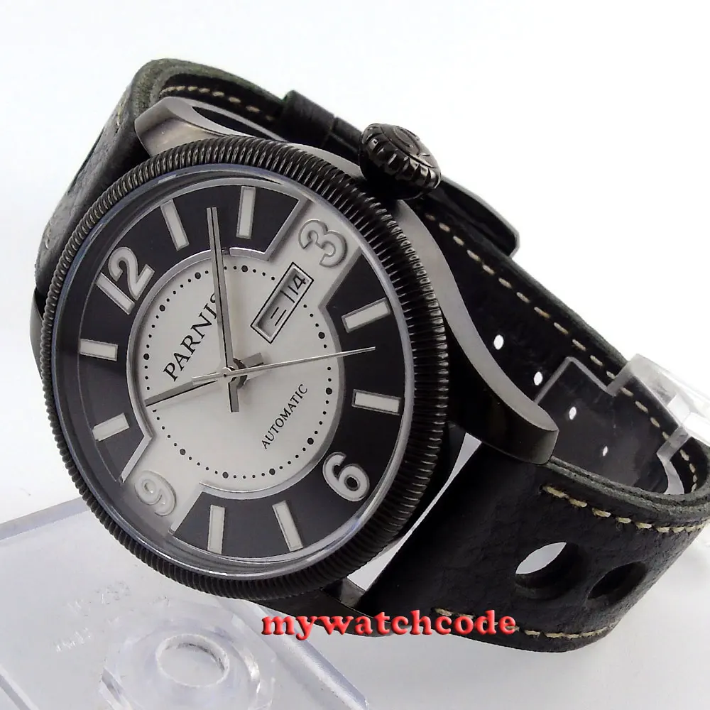 

42mm Parnis black dial PVD Sapphire Glass miyota Automatic mens Watch P414