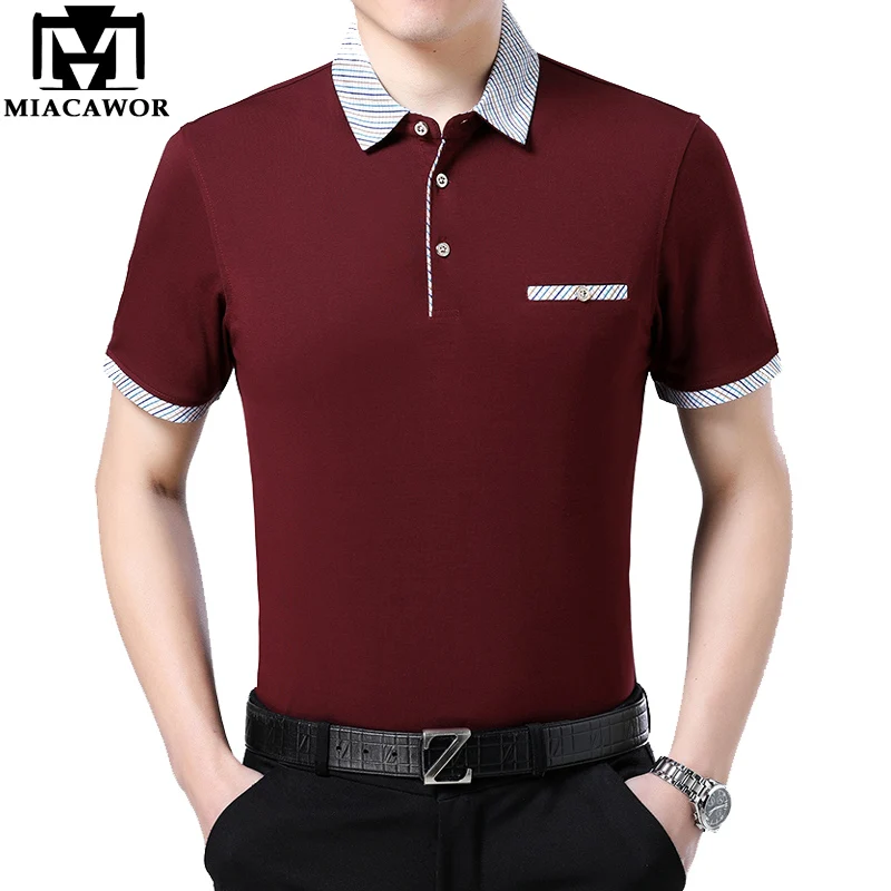 MIACAWOR новые летние мужские рубашки поло с коротким рукавом однотонные Camisa