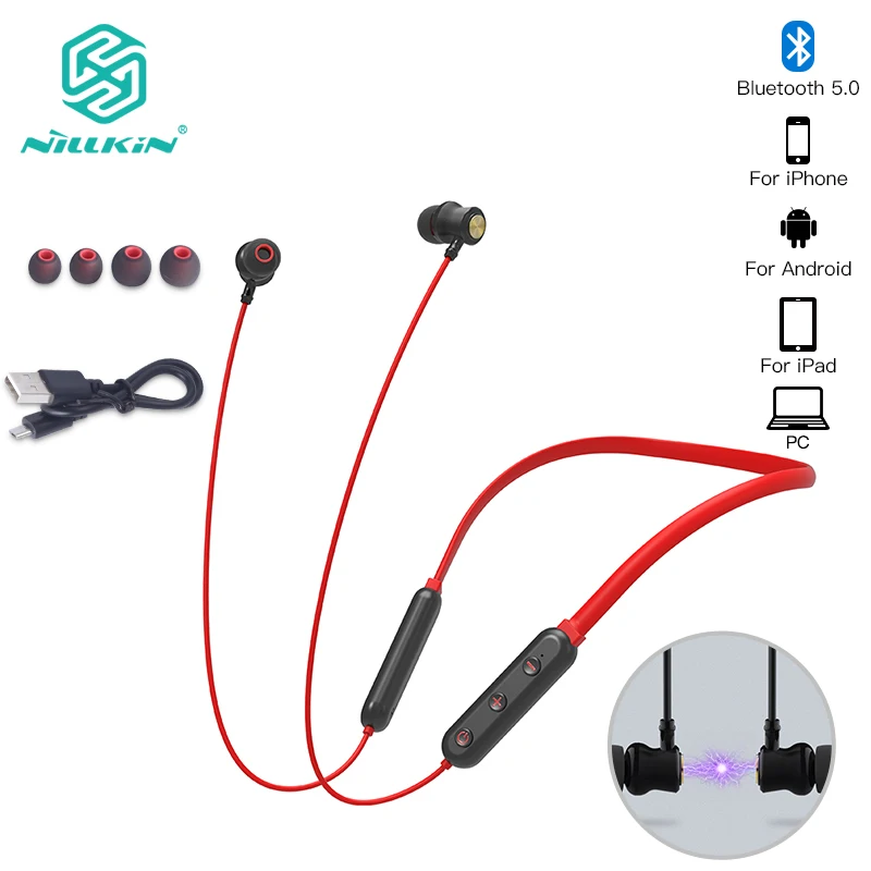 NILLKIN беспроводные Bluetooth наушники 5 0 шейные микрофон Металлическая магнитная
