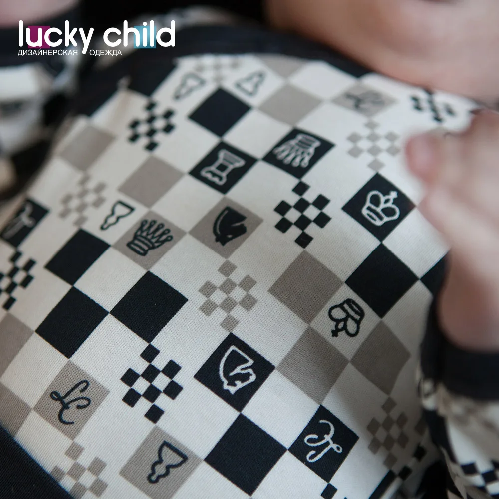 Боди Lucky Child без начёса для мальчиков и девочек арт. 29-19 (Шахматы) [сделано в России