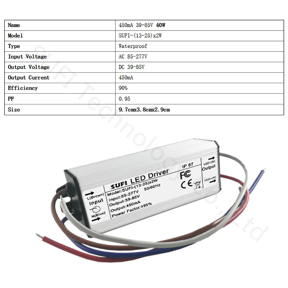 Водонепроницаемый 40 Вт электронный трансформатор 450mA 13 25x2W с помощью которого