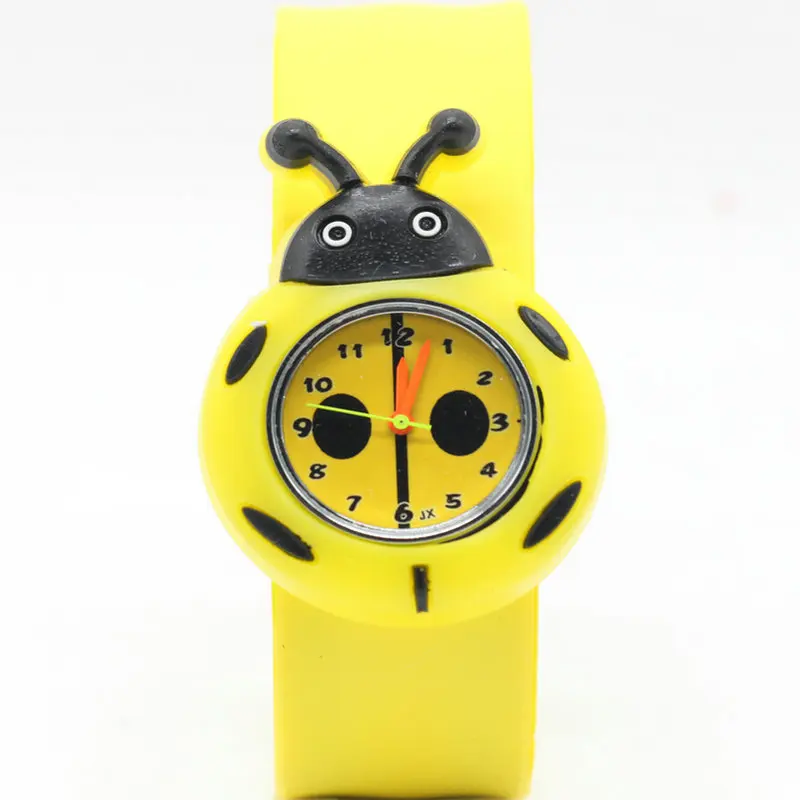 Милые детские аналоговые гибкие пластиковые часы с божьей коровкой на ремешке