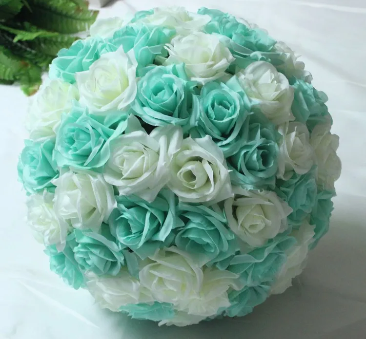 

Silk Rose Flower Balls 8"20cm Diameter Kissing Balls Designs for Wedding Party Shops Artificial Decorative Flowers Blue