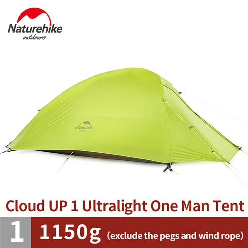 Naturehike CloudUp 20D/210T полиэстер сверхлегкий Тент Открытый Кемпинг путешествия палатка для 1 человека 4 сезона - Цвет: 20D LIGHT GREEN