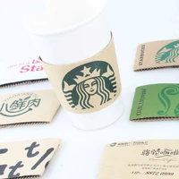100 pcs disposable cup sleeve cartoon double deck corrugated coffee disposable paper cup sleeve tableware customized supplier