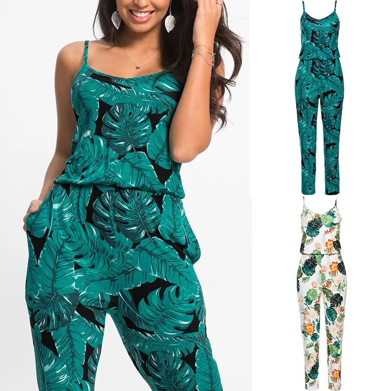 Женский летний цветочный женский комбинезон безрукавка пляжный Повседневный