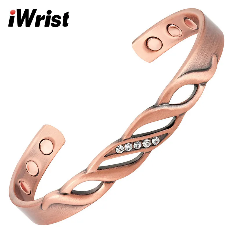 IWrist женский био магнитный браслет манжет медного цвета золотой мощный для