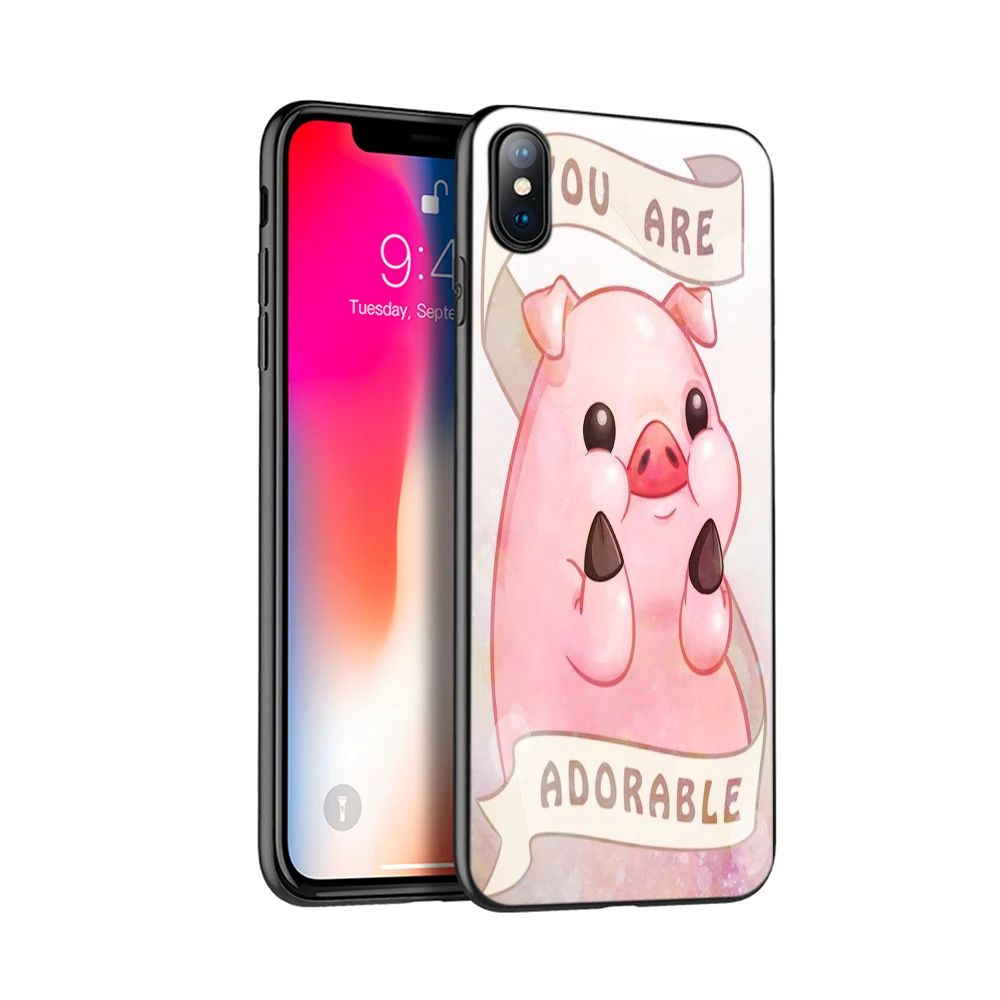 Черный тпу чехол для iphone 5 6 6s 7 8 plus x 10 XR XS 11 pro MAX забавный милый со свинкой|Бамперы| |