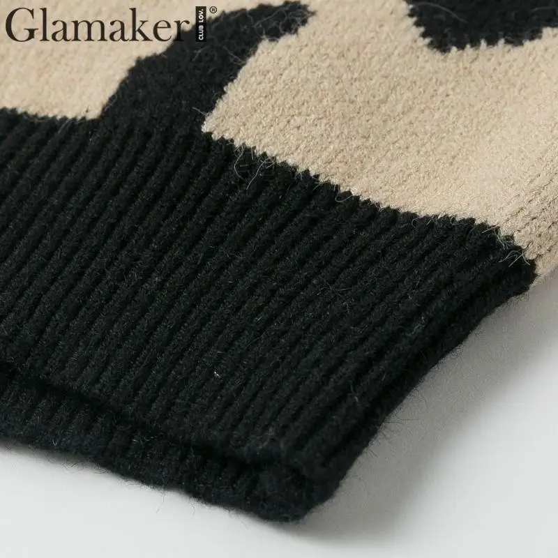 Glamaker, вязаный свитер цвета хаки в стиле пэчворк, Женский Осенний джемпер с длинным рукавом, женский свитер, модная зимняя верхняя одежда, пуловер, Новинка