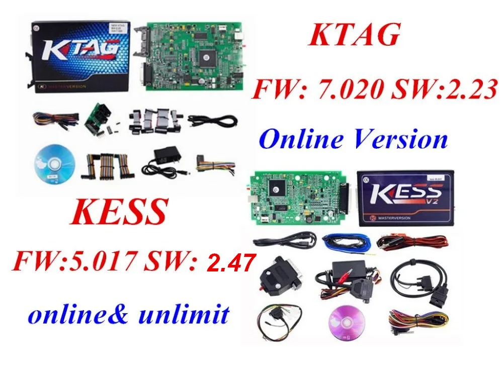 Лучший 2 47 5 017 KESS V5.017 V2.47 + 7 020 KTAG 23 V7.020 V2.23 онлайн версия без маркерного ограничения