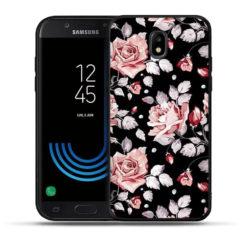 Роскошный чехол из ТПУ с черными розовыми красными цветами для samsung Galaxy J3 J5 J7 J2 Prime G530 j4 J6 Plus силиконовый чехол - Цвет: H1271
