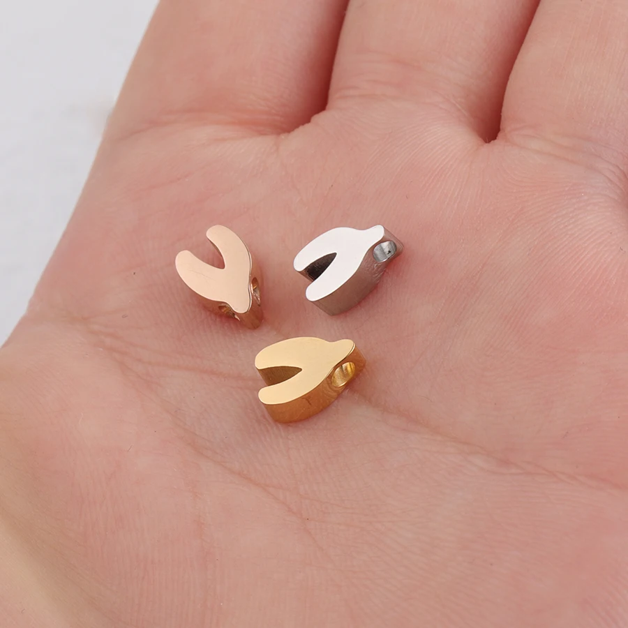 Fnixtar зеркальная полированная нержавеющая сталь Lucky Wish Bone Charms бусы DIY Изготовление