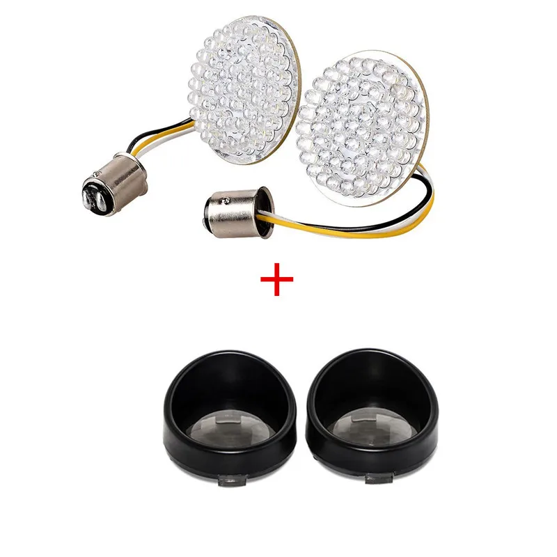 

Motorcycle 2'' Bullet LED Turn Signals Lights 1157 LED Inserts+ 2x Smoke Lens Cover For Breakout Dyna Touring