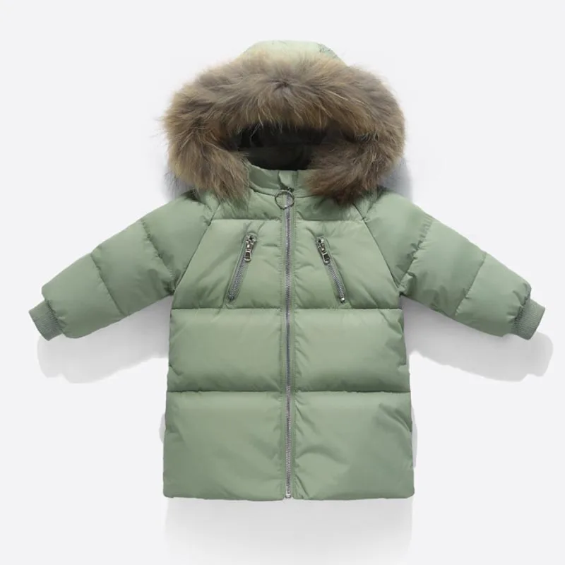 Light green IYEAL/Детский пуховик; парка для мальчиков и девочек; зимнее пуховое пальто; детская зимняя одежда с перьями; детская теплая верхняя одежда; зимний комбинезон - Цвет: Light green