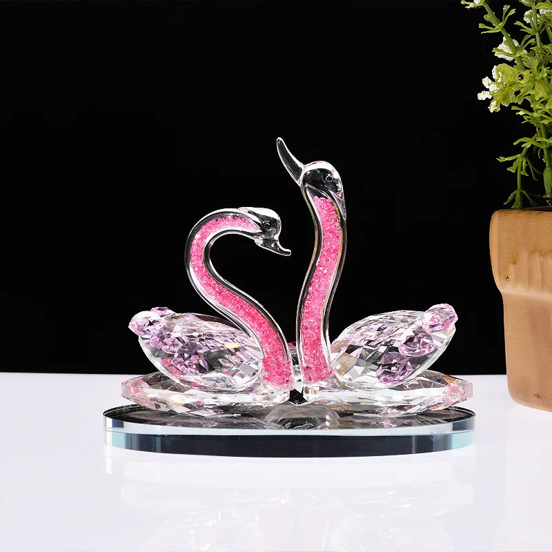 High-grade Crystal Pink Swan Crafts Home Decoration Car Interior Wedding Party Valentine's Day Gift | Дом и сад