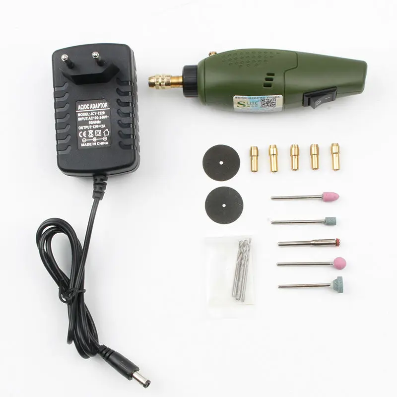 Мини электрическая дрель DIY электрическая шлифовальная машина Dremel дрель 12 В DC шлифовальный набор для фрезерования полировки сверления резка гравировка комплект - Цвет: A set