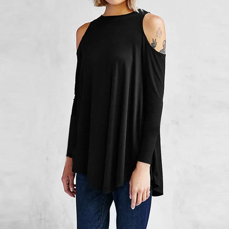 Женские топы Осень Blusas Женская Сексуальная туника с открытыми плечами длинный