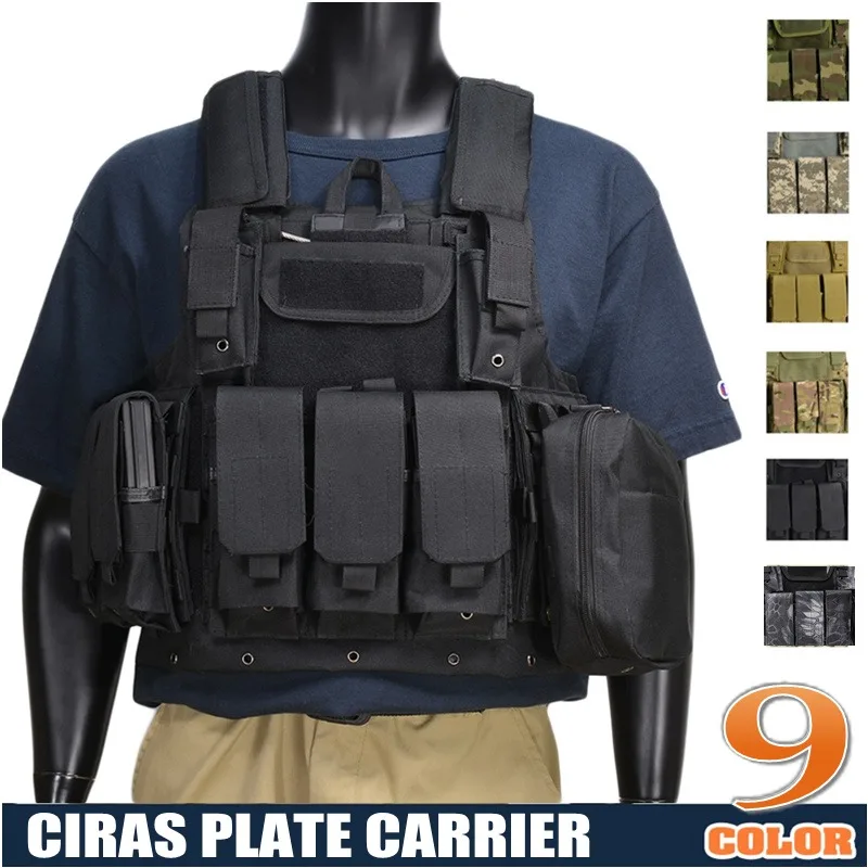 Ciras Airsoft Combat Molle Vest Military Tactical Strike Plate Carrier Camouflage Paintball Wargame CS Hunting Assault Vest