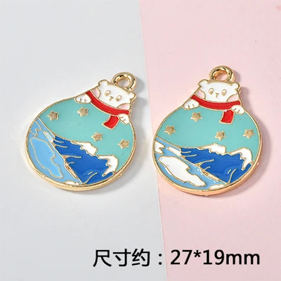 Free Shipping 40pcs/lot 19*27MM Colorful Enamel Alloy Animal Cat Pendant Charms Gold Tone Drip Oil Metal Earring Craft | Украшения и