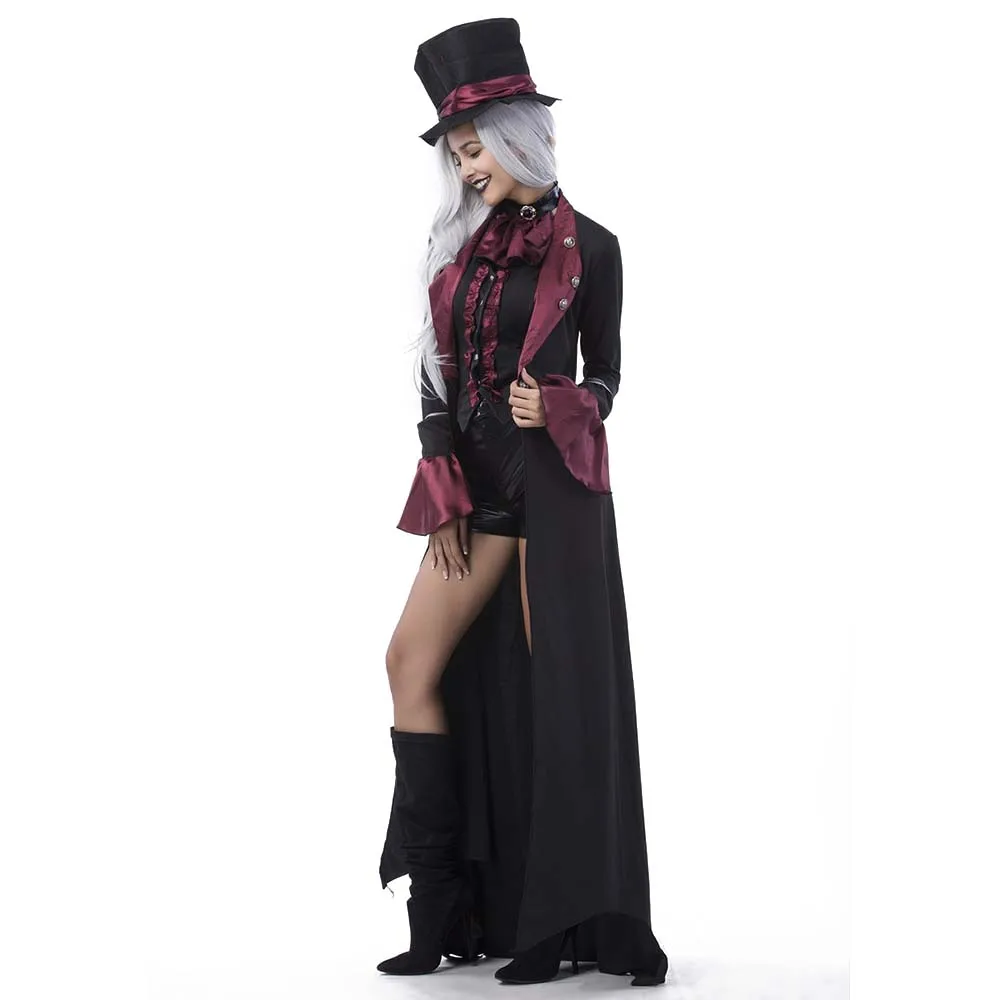 Взрослый Граф костюм Дракулы дамы джентльмен Делюкс готический костюм вампира Хэллоуин костюм кровеносный вампир нарядное платье