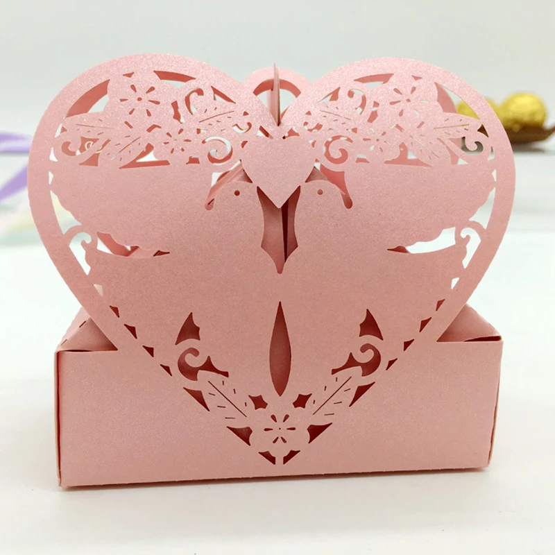 50 шт./компл. подарочные коробки для свадебных конфет вечеринок сердца птицы